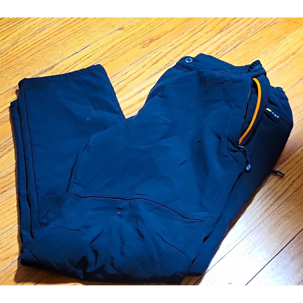 A.G.P unisex Snow Pants  Black Polyester Zip Pockets 36x29 Straight fleece hike